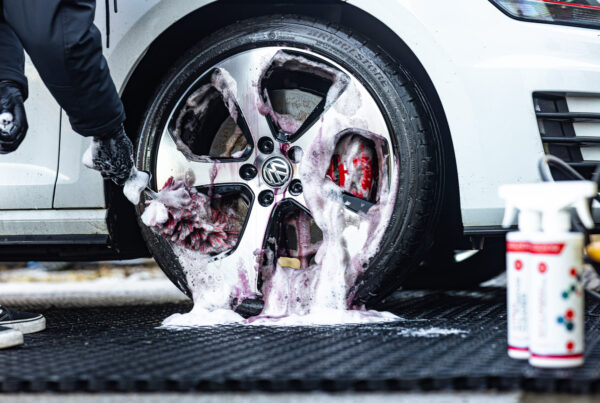 lifestyle image of gtechniq wheel cleaning